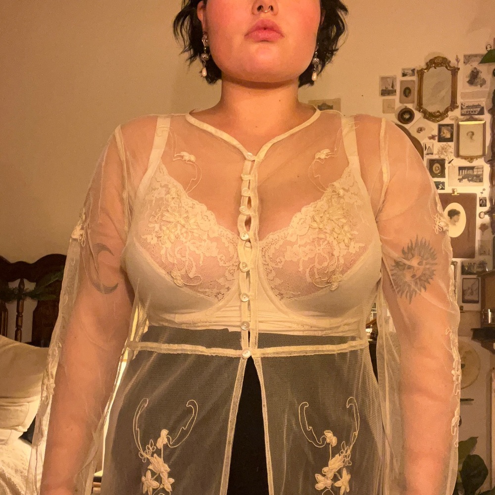 Vintage Mesh Long Cardigan